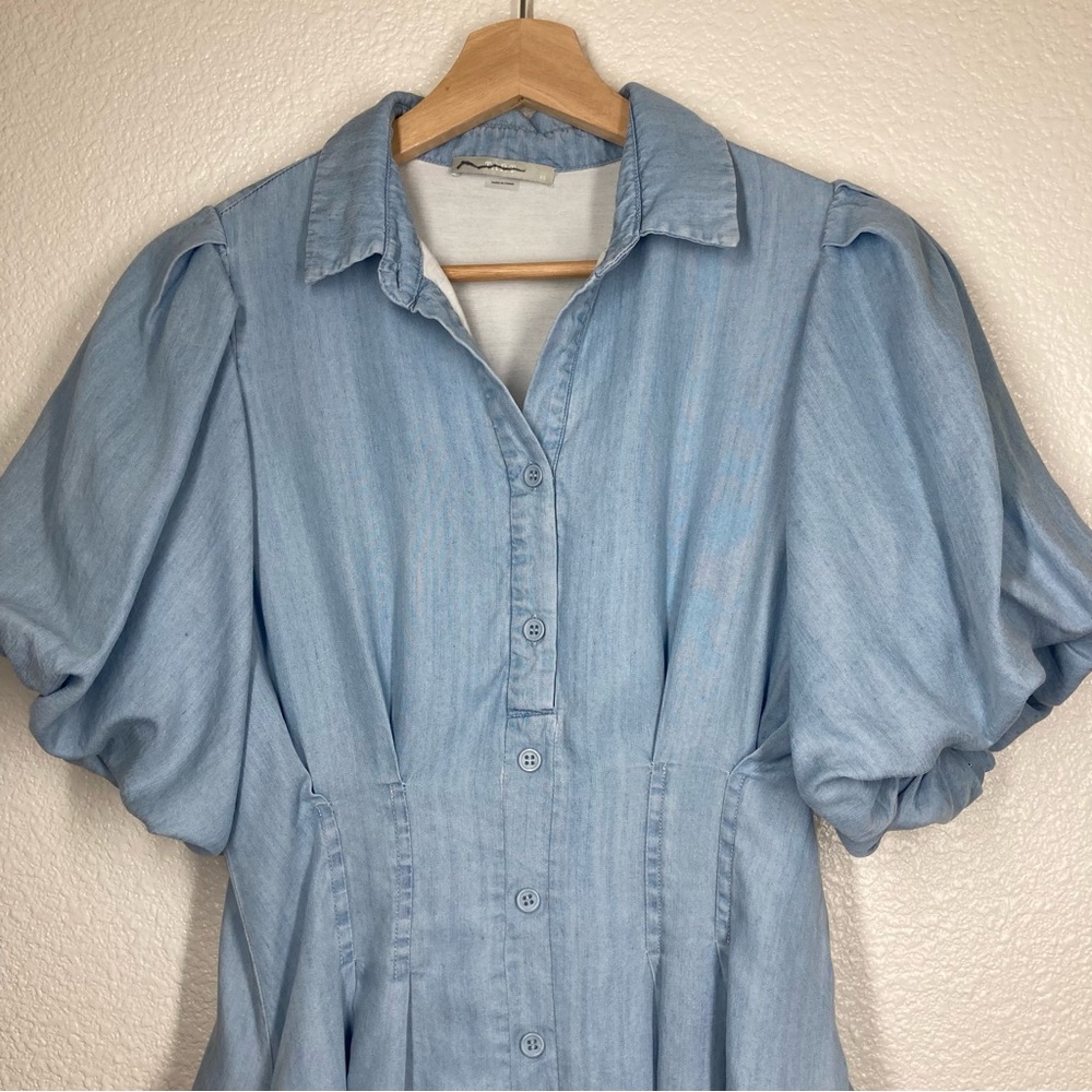 Tart Collections Kara Dress Open Air Blues XS Tencel Rayon Baloon Short Sleeves - Picture 7 of 16